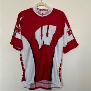 Red & White Wisconsin Cycling Jersey by Adrenaline Promotions
